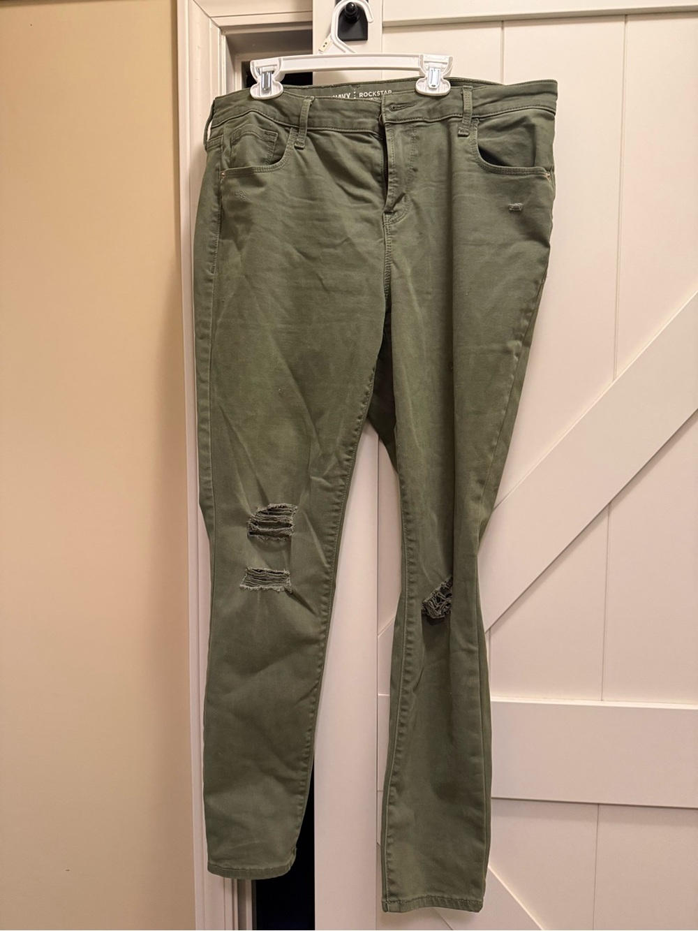 Old Navy Olive Green Distressed Skinny Jeans
